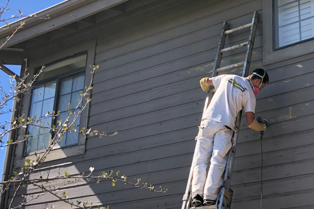 Pinon Painter on ladder painting Prescott Arizona home